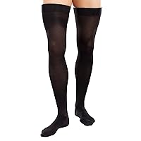 Ease Opaque Men's Thigh Highs with Moderate (20-30mmHg) Compression (Large Long, Black)