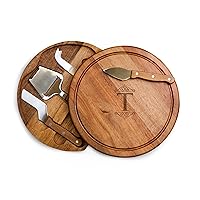 TOSCANA - a Picnic Time brand Personalized Monogram Initials Acacia Circo Cheese Cutting Board & Tools Set, 10.2 x 10.2 x 1.6, Letter T