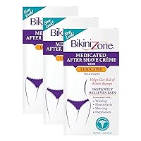 Bikini Zone Medicated After Shave Crème - Instantly Stop Shaving Bumps, Irritation & Itchiness - Gentle Formula Cream for Sensitive Areas - Dermatologist Approved & Stain-Free (1 oz, Pack of 3)