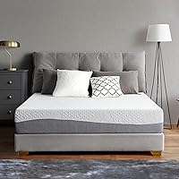 Olee Sleep Full Mattress, 10 Inch Gel Memory Foam Mattress, Gel Infused for Comfort and Pressure Relief, CertiPUR-US Certified, Bed-in-a-Box, Medium Firm, Grey, Full Size