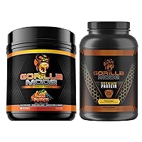 Gorilla Mode Pre Workout (Fruit Punch) + Premium Whey Protein (Chocolate) - Comprehensive Stack for Fueling Maximum Workout Results