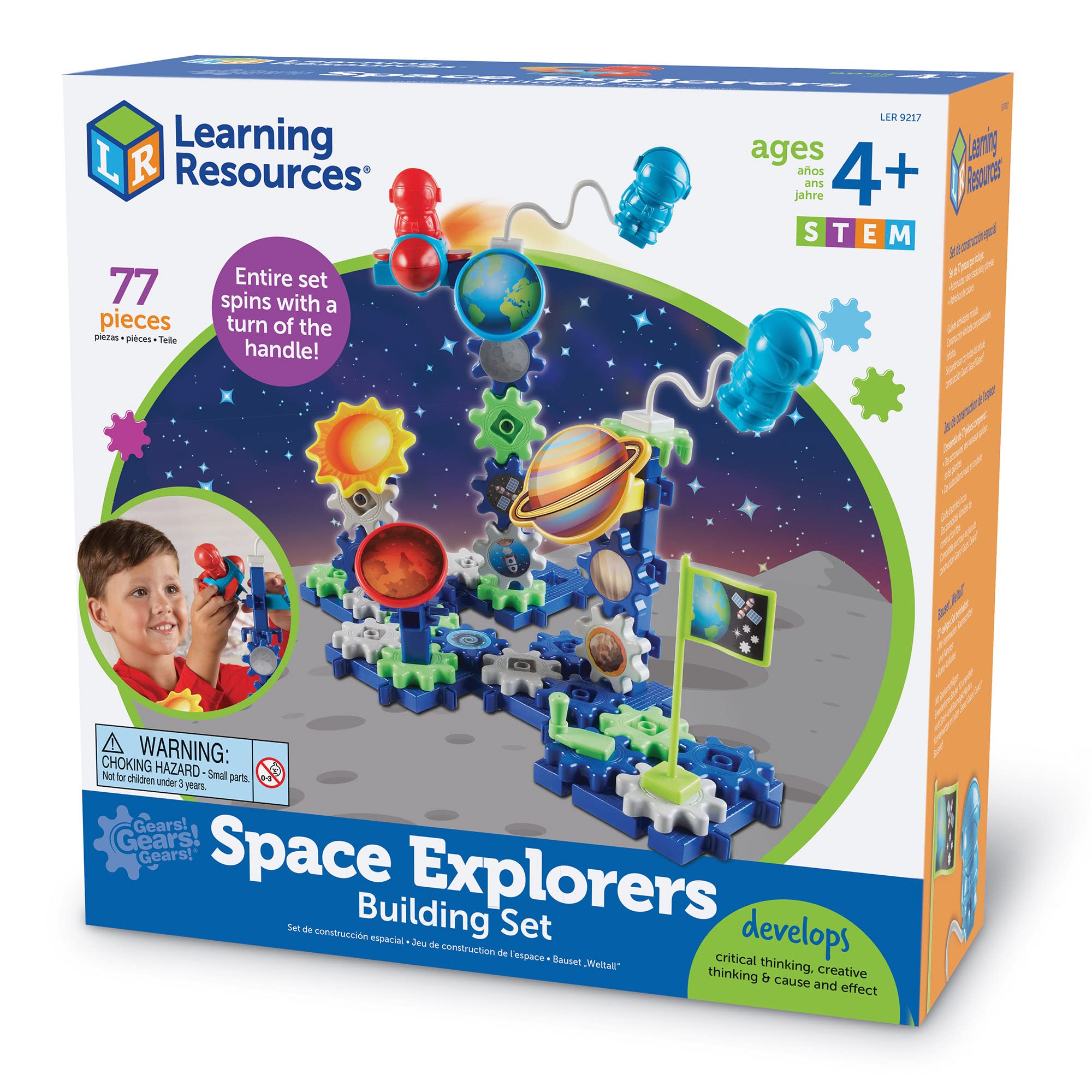 Learning Resources Gears! Gears! Gears! Space Explorers Building Set, 77 Pieces, Ages 4+, Gears & Construction Toy, STEM Toys, Gears for Kids,Back to School Gifts