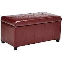 FIRST HILL FHW Bench Collection Rectangular Storage Ottoman, Radicchio Red