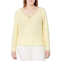 KENDALL + KYLIE Women's Plus Size Front Tie Shirred Knit Top
