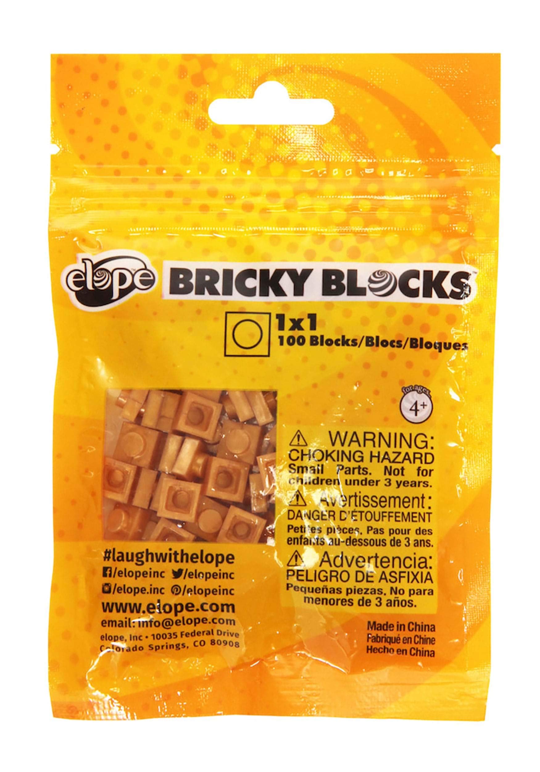 elope BRICKY Blocks - 100 Piece Set: Build, Play, and Create with Fun Interlocking Brick Set - Gold