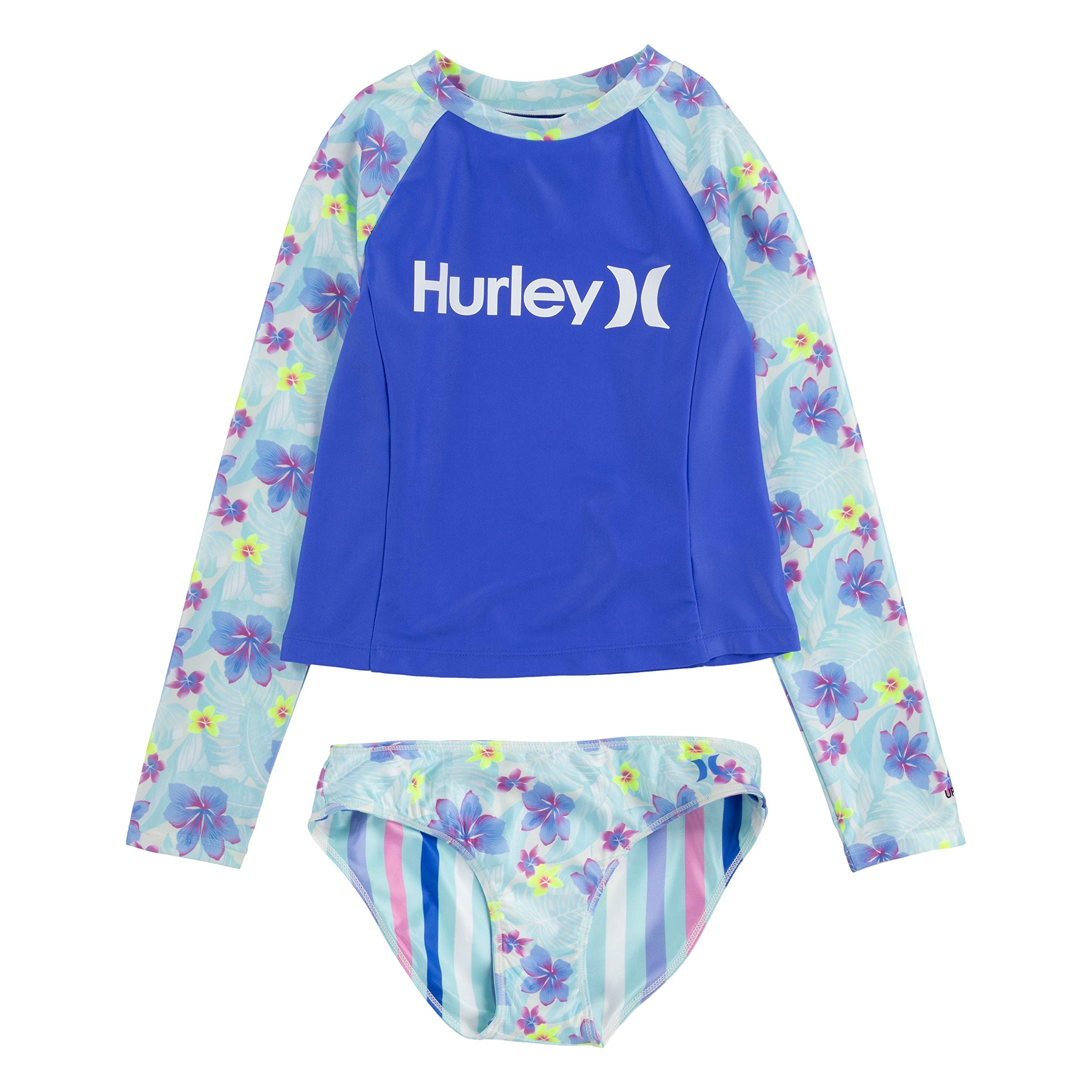 Hurley Girls' Long Sleeve Rash Guard 2-Piece Swimsuit