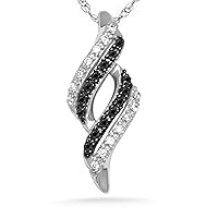 DGOLD Platinum Plated Sterling Silver Black And White Round Diamond Fashion Pendant (1/10 cttw)