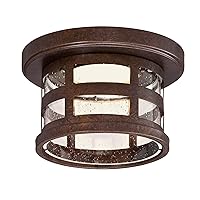 Design House 587212 Washburn Integrated LED Outdoor/Indoor Ceiling Light with Clear Seedy Glass for Porch Entryway Patio Hallway, Steel/Glass, Rustic Bronze, 10