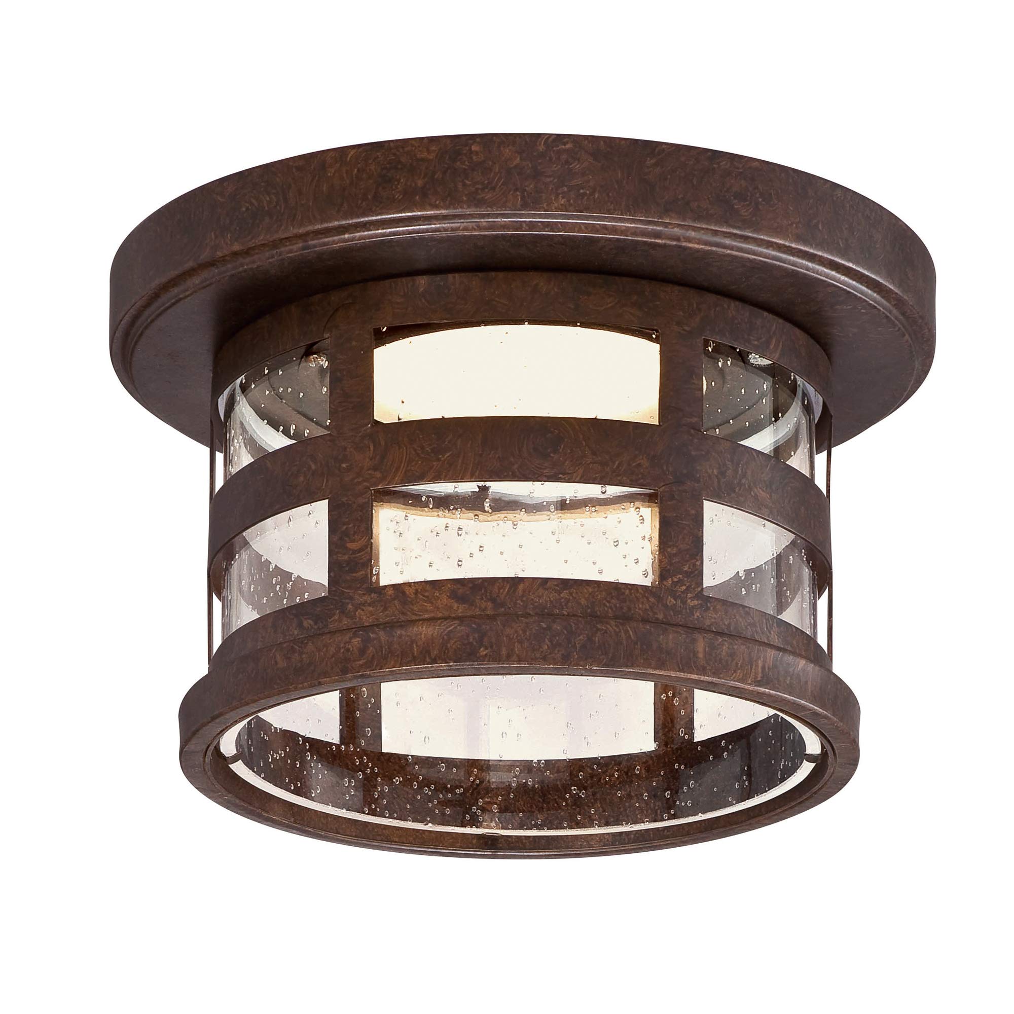 Design House 587212 Washburn Integrated LED Outdoor/Indoor Ceiling Light with Clear Seedy Glass for Porch Entryway Patio Hallway, Rustic Bronze, 10