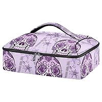 ALAZA Floral Mexican Sugar Skull Day of The Dead Halloween Insulated Casserole Carrier Lasagna Lugger Tote Casserole Cookware for Grocery, Camping, Car