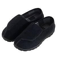 Mens Memory Foam Diabetic Slippers Extra Wide Comfy with Coral Fleece Lining for Arthritis Edema Swollen Feet House Shoes for Men