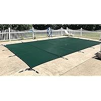 WaterWarden Inground Pool Safety Cover 12' x 20', Rectangle, 15-Year Warranty, UL Classified to ASTM F1346, Triple Stitched for MAX Strength, Abrasion Resistant, Hardware Included, Green Mesh