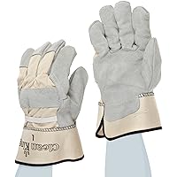 MAGID Clean King TB23E Leather Glove, Safety Cuff, Men's, Gray, 9/L (12 Pair)