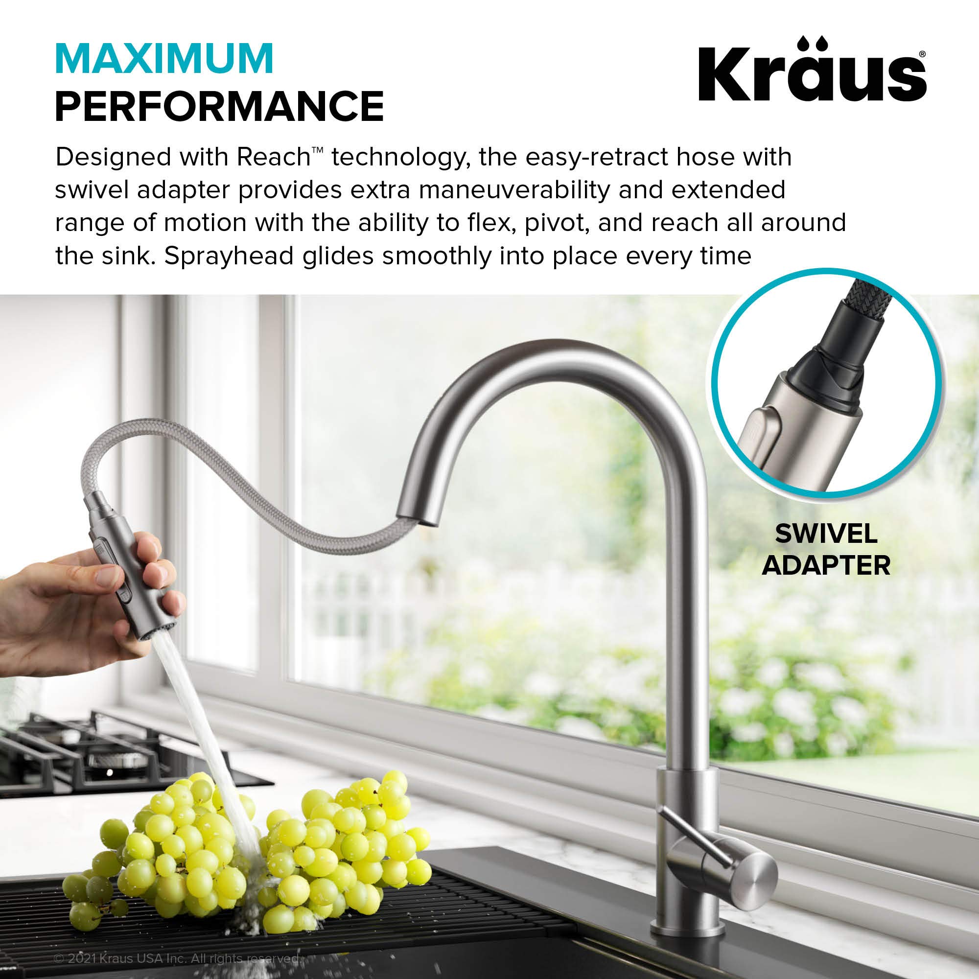 Kraus KPF-3104SFS Oletto Contemporary Pull-Down Single Handle Kitchen Faucet, 16.25 inch, Spot Free Stainless Steel