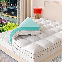 Memory Foam Mattress Topper Queen Size, Dual Layer 4 Inch Mattress Pad,2 Inch Gel Memory Foam Plus 2 Inch Pillow Top Cover with 8-21 Inch Deep Pocket