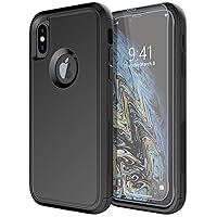 Diverbox for iPhone X Case/iPhone Xs Case [Shockproof] [Dropproof] [Tempered Glass Screen Protector ] Heavy Duty Protection Phone Case Cover for Apple iPhone X/XS (Black)