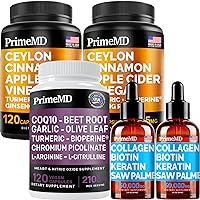 Liquid Collagen Biotin (2pk), Ceylon Cinnamon (2pk), and Nitric Oxide (1pk) Supplement Bundle - Potent Vitamins for Hair, Skin, Nails, Heart, Metabolism, & Lipid Support - Non-GMO, Vegan, Gluten-Free