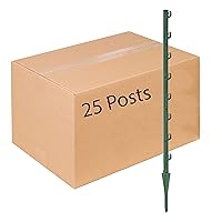 P-30G 30 Inch Garden Fence Post, Ideal for Gardens and Temporary Fencing - 25 Pack,Dark Green
