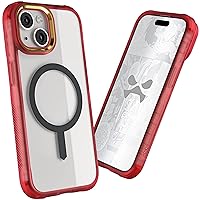 Ghostek Covert Clear Apple iPhone 15 Case MagSafe - Transparent Silicone Shockproof Cover, Compatible with Magnetic MagSafe (6.1 Inch, Red)