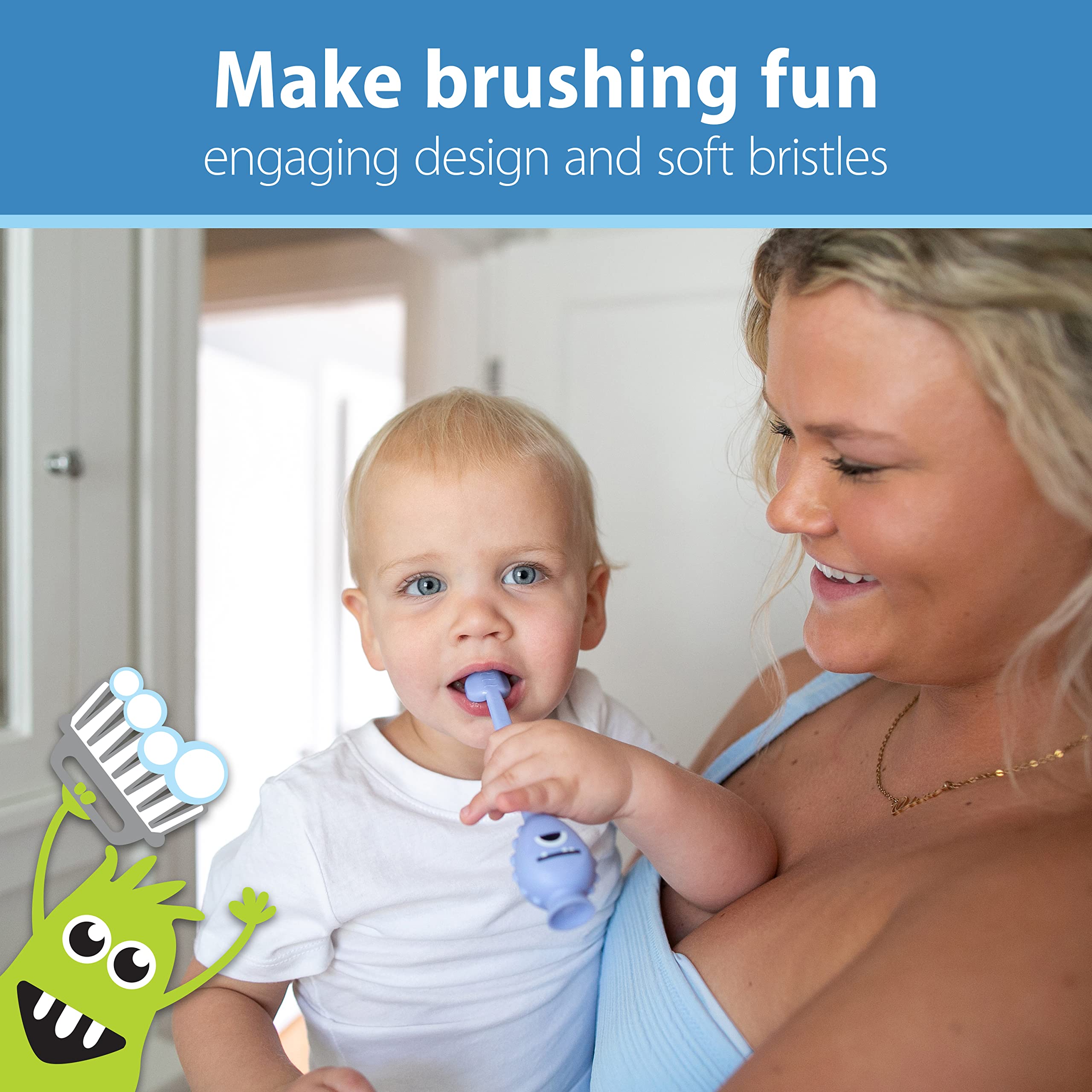 Dr. Brown's ToothScrubber Toddler Toothbrush, BPA Free, Ages 1-4, Monster Design