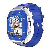 for iWatch Series 7 6 5 4 SE Modification Mod Kit for Apple Watch Band Case 44mm 45mm 42mm Silicone Watch Band + Stainless Steel Watch case (Color : Blue, Size : 45mm)