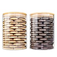 Glass Jars with Bamboo Lids, Glass Food Jars and Canisters Sets, Large Glass Food Storage containers with Bamboo Lids, Glass Flour Jars, Cookie Jars (2 Pack of 100oz)