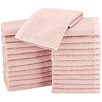 Amazon Basics Fast Drying, Extra Absorbent, Terry Cotton Washcloth, 12 x 12 Inch, Petal Pink - 24 count