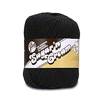 Lily 10201818040 Sugar 'N Cream Super Size Solid Yarn, 4oz, Gauge 4oz Medium, 100% Cotton, Big Ball - Black - Machine Wash & Dry