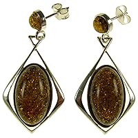 Baltic amber and sterling silver 925 designer green dangling stud earrings jewellery jewelry