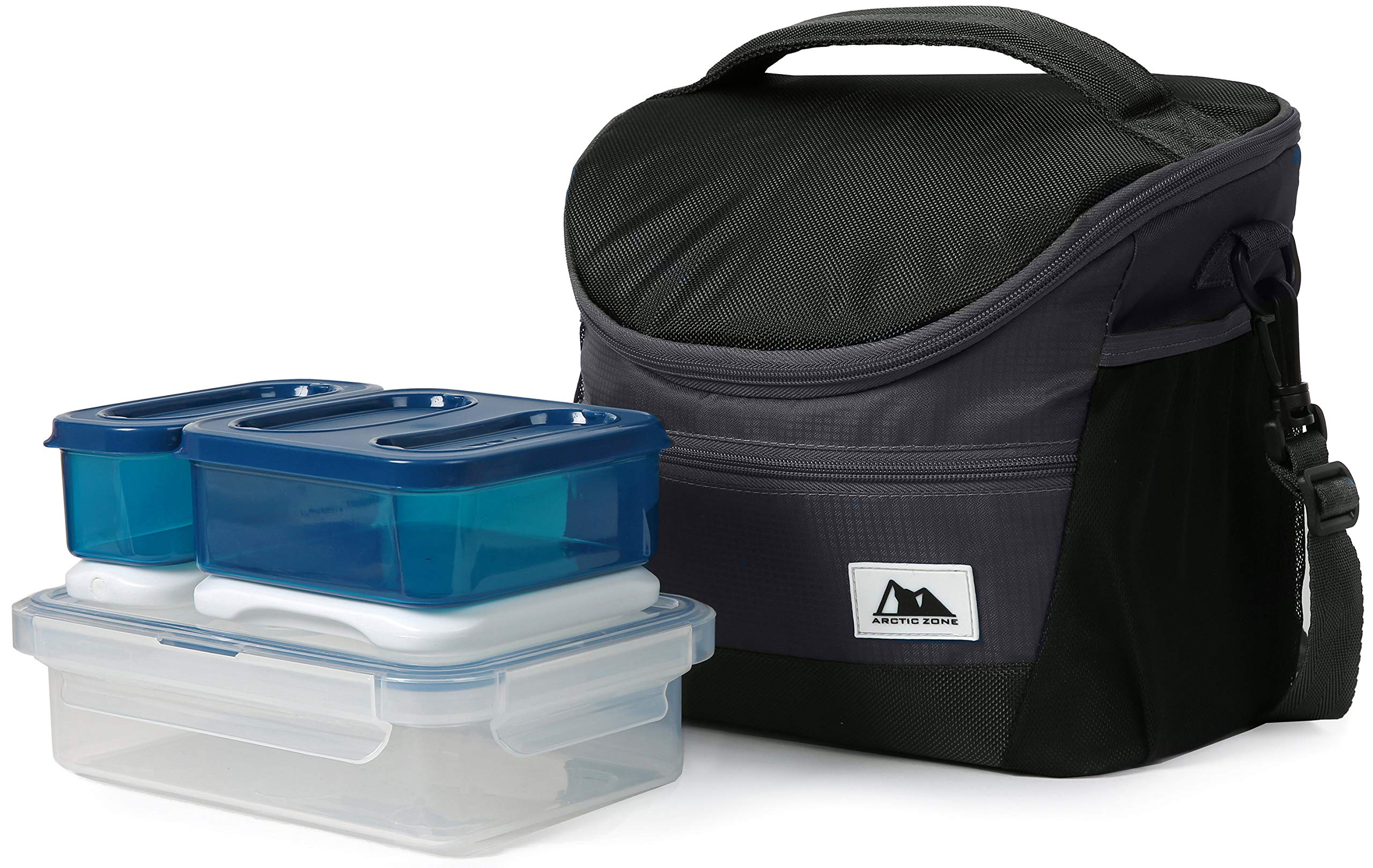 Arctic Zone High Performance Day Pack with 8pc Meal Prep Container Set-Black, 254oz