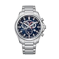 Citizen Men's Eco-Drive Weekender Chronograph Watch in Stainless Steel, Blue Dial, 43mm (Model: AT2131-56L)