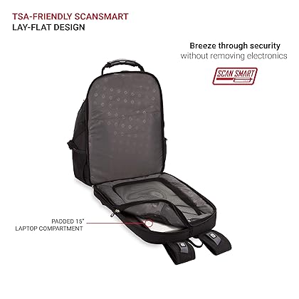 Swiss Gear SA1923 Black TSA Friendly ScanSmart Laptop Backpack - Fits Most 15 Inch Laptops and Tablets