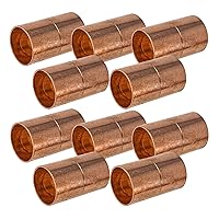 10-Pack 1-Inch Copper Coupling with Stop, C x C Sweat Connection, Certified Safe (CWCR0100-10P)