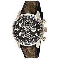 Seiko Men's Chronograph/Essentials Stainless Steel Japanese Quartz With Silicone Strap, Brown (Model: SSB371)