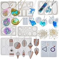 Diorama Epoxy Resin Silicone Molds Set Ocean Island Terrarium Geometric Necklace Pendant Jewelry Making Supplies 9 Trays with 200 Accessories