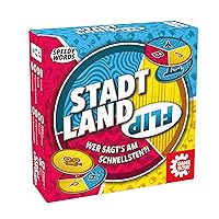 646278 Land, Super Fast Friends and Family, Children Aged 8 and up, Travel Game in a Practical Cardboard Box, Speedy Words, City Country flip