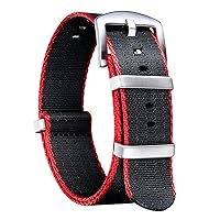 BINLUN Nylon Watch Band Thick G10 Premium Ballistic Nylon Multicolor Replacement Watch Straps with Silver/Black Stainless Steel Buckle for Men Women （Red Edge,24mm）