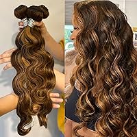 True 4/27 Body Wave Bundles Honey Blonde Highlight Ombre Colored 3 Human Hair Bundles 28 30 32 Inch 10A 100% Brazilian Virgin Remy Human Hair Soft Thick Wavy Sew In Weave Highlight Color
