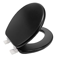Ginsey Standard Soft Toilet Seat with Plastic Hinges, Black Medium