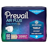 Prevail Breezers 360 Incontinence Briefs, Ultimate Absorbency, Size 3, 15 Count (Pack of 4)