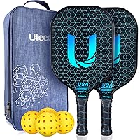 Pickleball Paddles Set of 2 - Graphite Surface with High Grit & Spin, USAPA Approved Pickleball Set Pickle Ball Raquette Lightweight Polymer Honeycomb Non-Slip Grip w/ 4 Outdoor Balls & Bag
