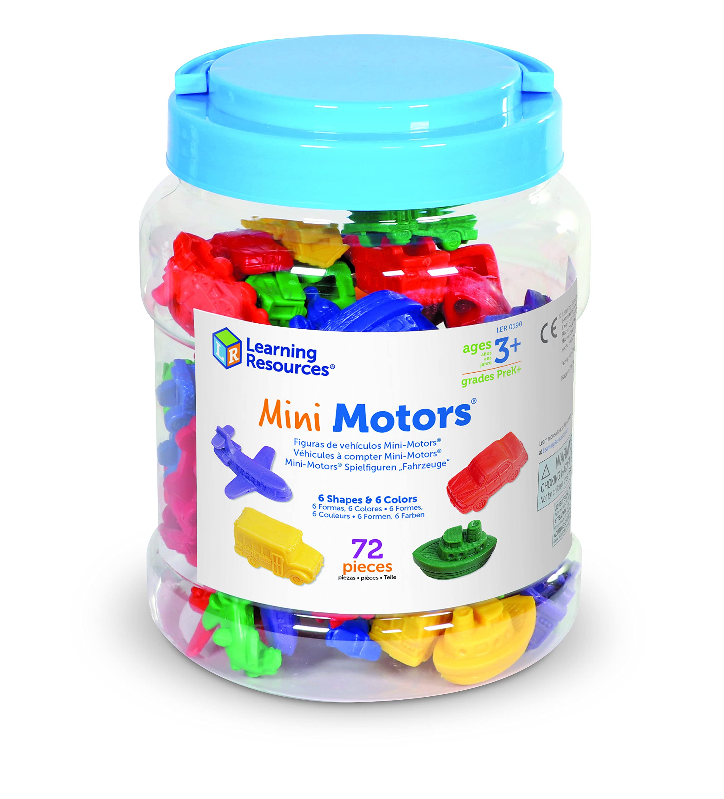 Learning Resources Mini Motors Counting and Sorting Fun Set - 72 Pieces, Ages 3+ Car Counters for Kids, Preschool Math Counters, Math for Preschoolers
