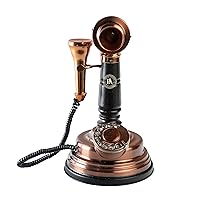 Premium Classic Retro Style Phone,Old Fashioned Luxry Antique Desk Decoration Vintage Antique Telephone (Copper Black)