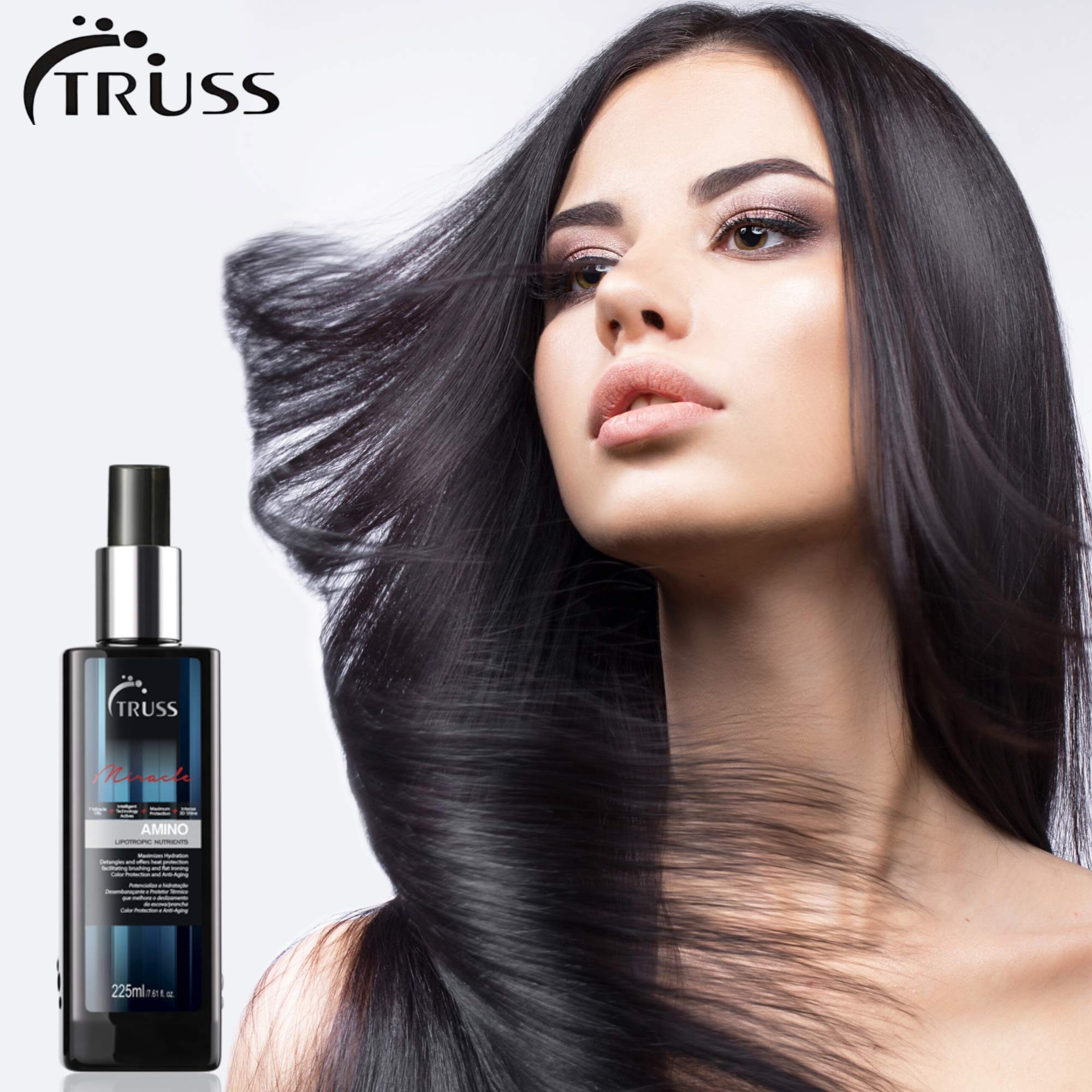 TRUSS Professional Amino Miracle Heat Protectant Hair Spray Bundle with Net Mask and Night Spa Serum