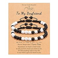 UNGENT THEM I Love You Morse Code Bracelet for Boyfriend, My Love, My Man, Soulmate- Anniversary Birthday Christmas Gift for Him Her