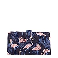 Vera Bradley Cotton Finley Wallet with RFID Protection, Flamingo Party
