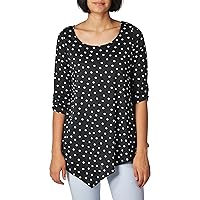 Star Vixen Women's Vintage Hanky Hem Top, Elbow Sleeve with Cinch Detail