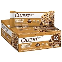 Chocolate Chip Cookie Dough Protein Bars, High Protein, Low Carb, Gluten Free, Keto Friendly, 12 Count