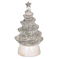 Christmas by Roman Inc, Confetti Collection, Swirling Silver Glitter Tree LED 8 Inch Decoration, Christmas Tree, Home Decor