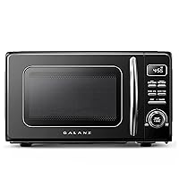 Galanz GLCMKZ07BKR07 Retro Countertop Microwave Oven with Auto Cook & Reheat, Defrost, Quick Start Functions, Easy Clean with Glass Turntable, Pull Handle.7 cu ft, Black